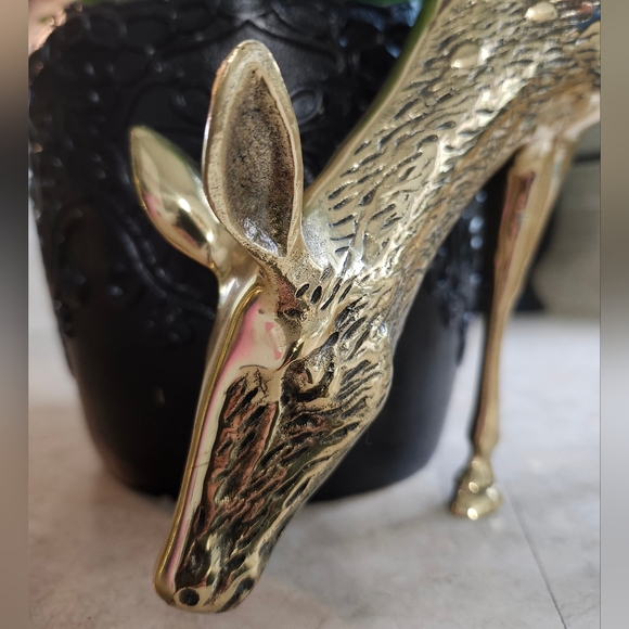 Vintage Brass Deer 9” Tall MCM, Solid Brass Doe Deer - Picture 7 of 8